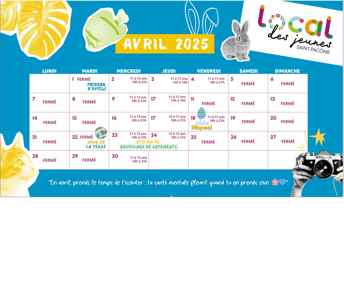 Horaire avril 2025